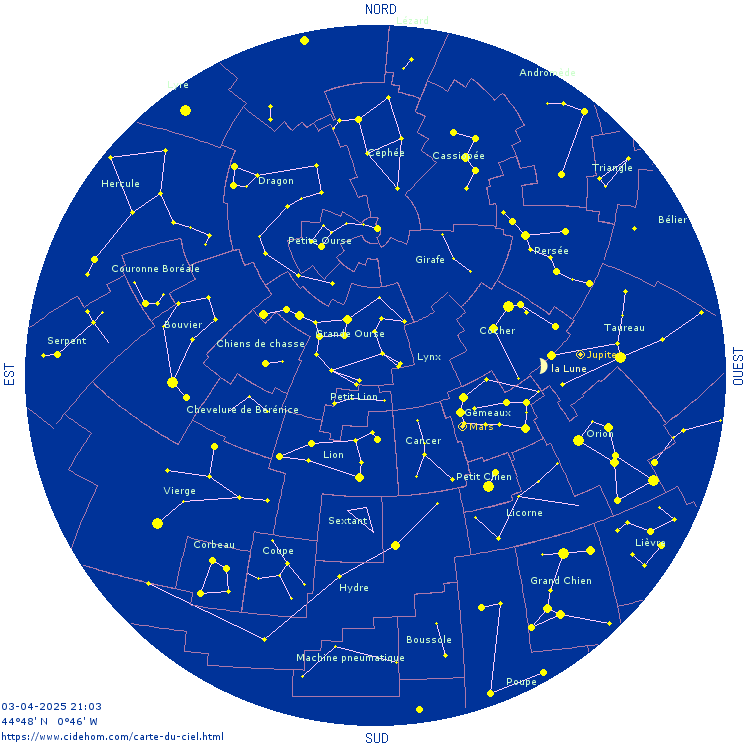 carte du ciel interactive