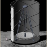 Vue d'artiste d'un télescope lunaire à miroir liquide